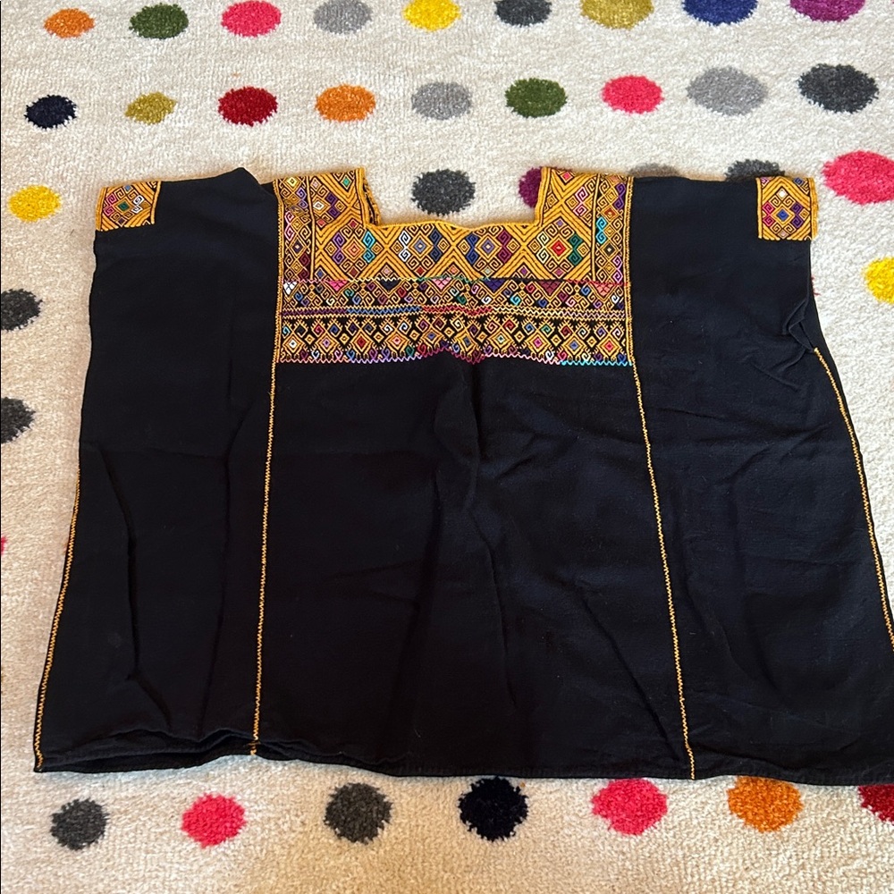 Vibrant Mexican Hand Embroidered Top with Multicolor Patterns